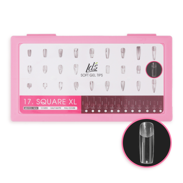 LDS - 17 Square XL Half Matte Nail Tips (Full Cover) (Box of 600PCS) on Sale