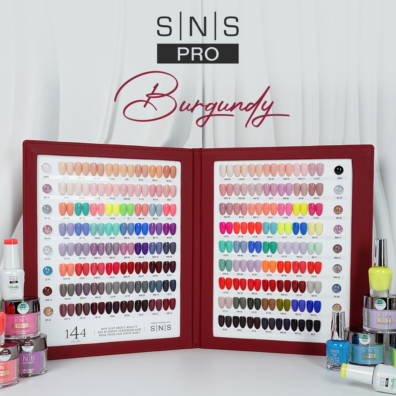 SNS Pro 3 in 1 – Set 144 Colors Burgundy Collection – Dip, Gel & Lacquer Matching Discount