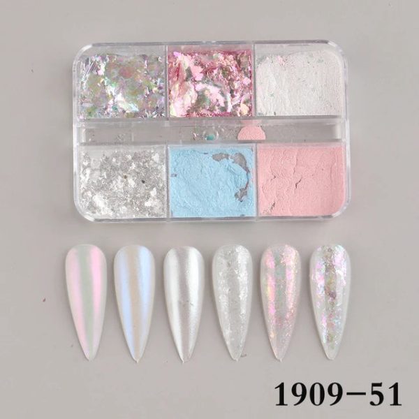 6 Grids of Mixed Nail Art - Chrome & Foil - 1909-51 - #3 Aurora on Sale